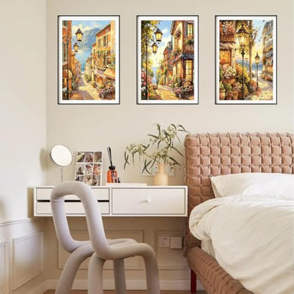 3 Pack Landscape Paint by Numbers Kit for Adults with Frame-Wooden Ease - color: 3 Pack Landscape