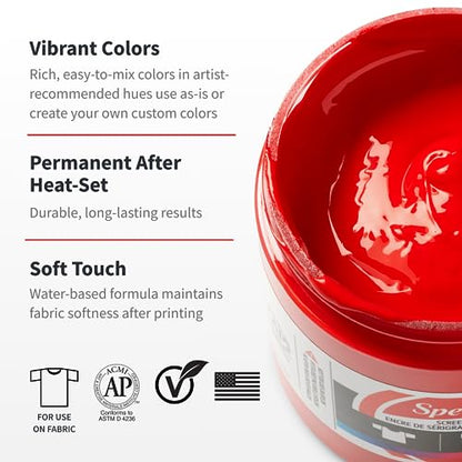 Speedball 046011 Fabric Screen Printing Ink, 128 fl. oz., Red - color: Red, size: 128 fl oz