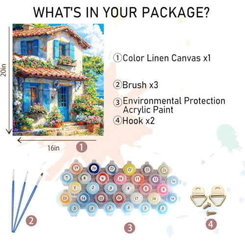 Paint by Numbers for Adults House - Seaside Paint by Number on Canvas - color: MT23038