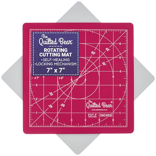 The Quilted Bear 7" x 7" Rotating Self-Healing Cutting Mat, Pink - color: Pink, size: 7"L x 7"W