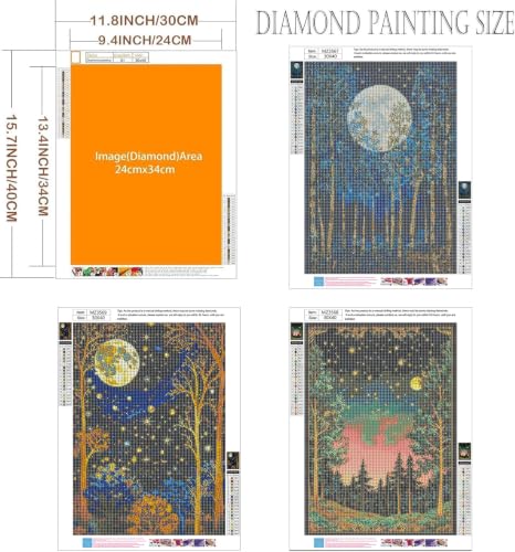 Ekuxom 3 Pack Diamond Art Kits for Adults-Forest Diamond Painting - color: 3 Pack-Forest