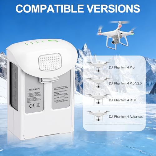 Phantom 4 Series Batteries 5870 mAh/15.2V Compatible with DJI Phantom4/4 Pro/4Pro V2.0/4 Advanced Drone Max 30 Minutes Flight Time Rechargeable Replacement Phantom 4 Pro Batteries (2-Pack) - style: phantom 4 battery*2