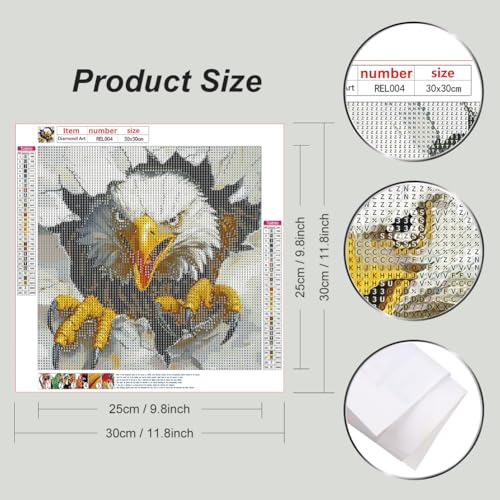 Reluohuo Eagle Diamond Art Kit for Adult Full Drill Diamond Painting Kit - color: eagle