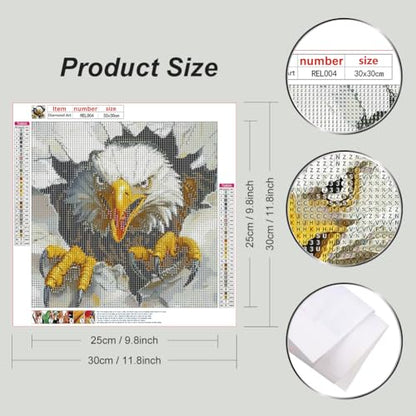 Reluohuo Eagle Diamond Art Kit for Adult Full Drill Diamond Painting Kit - color: eagle