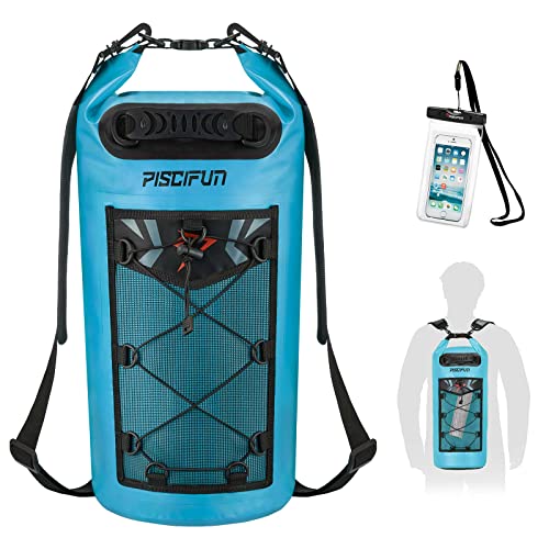 Piscifun Dry Bag, Waterproof Floating Backpack 10L/20L/30L/40L - color: Light Blue, style: 30l