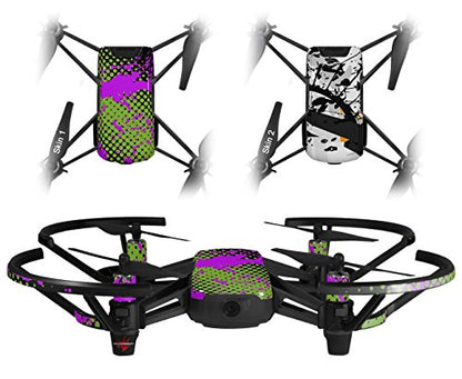 Skin Decal Wrap 2 Pack Compatible with DJI Ryze Tello Halftone Splatter Hot Pink Green Drone NOT Included