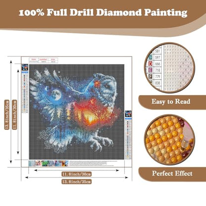 Owl DIY Diamond Art Kits for Adults, Animals 5D Diamond Painting Kits - color: CM073