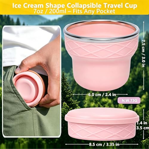 IYYI Collapsible Cup for Travel, Upgraded Foldable Cup with Lid - color: Pink