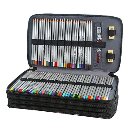 300 Slots Pencil Case 4-Layer Zipped Holder w/Handle - color: Purple Rose, size: 300