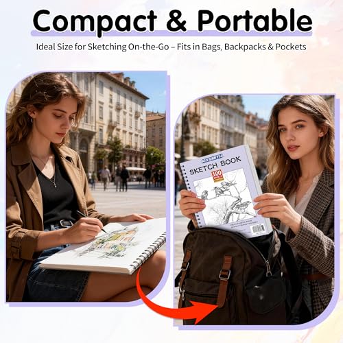 FIXSMITH 9"X12" Sketch Book, 100 Sheets, 68 lb/100gsm,4 Pack Purple - color: Purple, size: 9"x12"-4 Pack