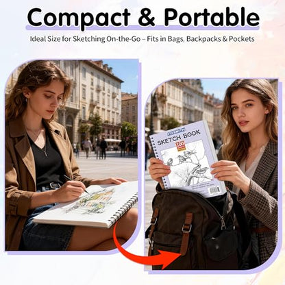 FIXSMITH 9"X12" Sketch Book, 100 Sheets, 68 lb/100gsm,4 Pack Purple - color: Purple, size: 9"x12"-4 Pack