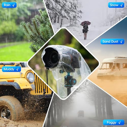 2Pack Camera Rain Cover Clear Waterproof Sleeve for Camera w Lens up to 11" - color: (2Pack)for Most Camera