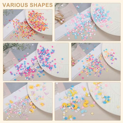 MECCANIXITY 45g Fake Cherry Blossom, 9 Set Cherry Blossom Polymer Clay Slices for Nail Art DIY Crafts Phone Case Shaker Card Filler, White/Pink/Red - style: Cherry Blossom with White/Pink/Red