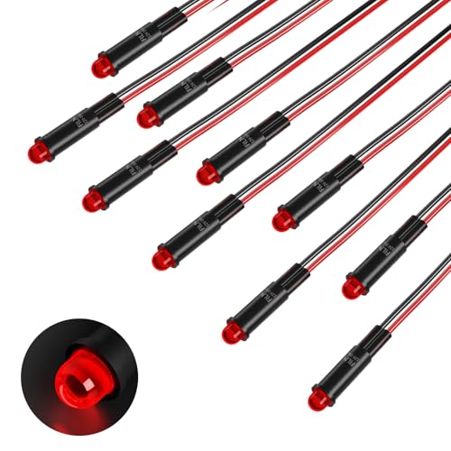 10PCS 6mm Small Plastic Signal Light 5V 12V 24VDC - color: Red, size: 12V-24V