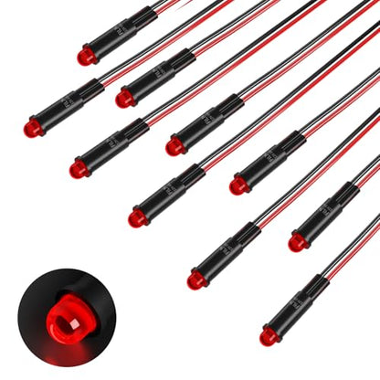 10PCS 6mm Small Plastic Signal Light 5V 12V 24VDC - color: Red, size: 12V-24V