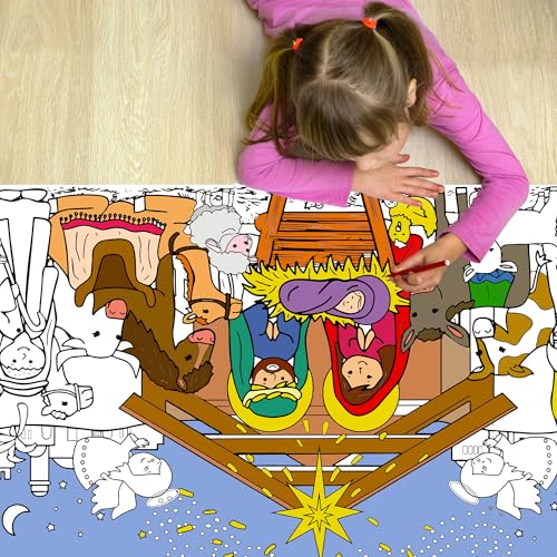 Giant Nativity Scene Coloring Poster, 30x72 Inch - color: Colorful