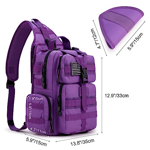 G4Free Large Tactical EDC Sling Bag, Adjustable Holder Backpack for Men - color: Purple