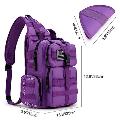 G4Free Large Tactical EDC Sling Bag, Adjustable Holder Backpack for Men - color: Purple