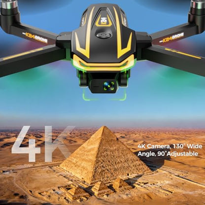 FPV Drone with Camera 4K for Adults,Big Screen on Remote Controller,2 pcs Batteries and Carrying Case,Gift for Men,Easy Fly Quadcopter for Beginners with Optical Flow Positioning