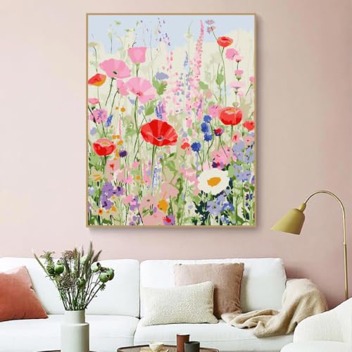 ZRIZQ Flowers Paint by Numbers Kit for Adults Beginner,Wildflowers, 16x20 - color: 16"X20"Rolled Canvas-Wildflowers
