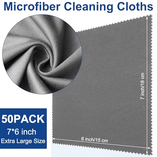 Frienda 50 Pcs Microfiber Glass Cleaning Cloths Lens, Dark Gray - color: Dark Gray