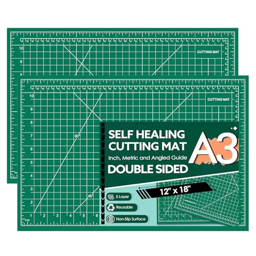 2 Packs Self Healing Cutting Mat Bulk 12"x18" Rotary Cutting Sewing Mats A3