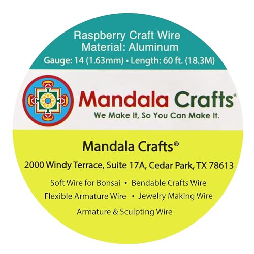 Mandala Crafts 14 Gauge Raspberry Anodized Aluminum Craft Wire, 60 FT - color: Raspberry, size: 14 Gauge