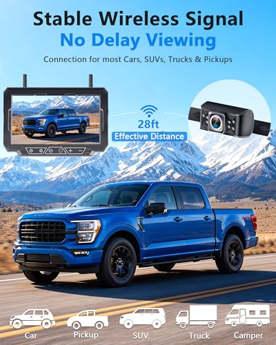 1080P HD 7-Inch Wireless Backup Camera: 15-Min Easy Install Plug & Play - size: 7'' + License Plate Camera for Car