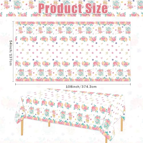 3PCS Teapot Party Floral Tablecloth Fall Floral Plastic Table Covers - color: Teapot