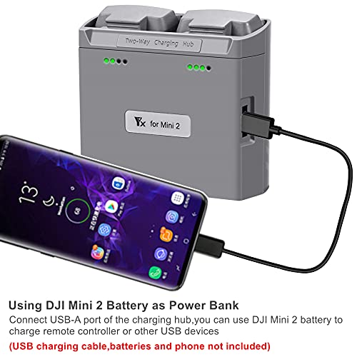 Hanatora Two-Way Battery Charging Hub and Check Battery Level for DJI Mini 4K/2/SE Drone,Charge Two Batteries in Sequence,Charger Accessories