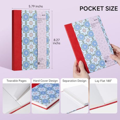 Arrtx Watercolor Sketchbook, 8.27x5.79 Hot Press - size: 8.27x5.79''