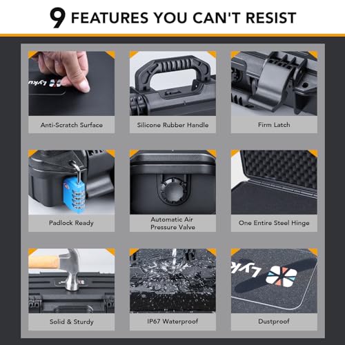 Lykus HC-5011 Waterproof Hard Case with Foam, Inner Size 19.96*7.36*2.95in - size: HC-5011