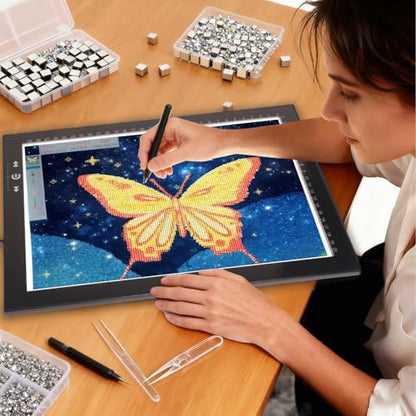HSK 9”x13”LED Artist tracing Light Box Copy Table, Adjustable High Brightness Light Pad for Tatto Drawing, Sketching, Animation, Diamond Painting Accessories - size: 9 x 13 inches