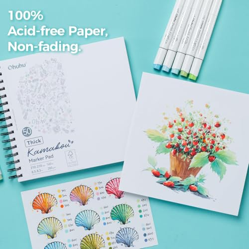 Ohuhu 8.3"x8.3" Double-Sided Bleedproof Marker Pad Art Sketchbook 50 Sheets - size: 8.3" x 8.3"