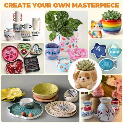 41PCS Pottery Kit for Beginners, 4.4LBS Air Dry Clay for Adults, Guide Book