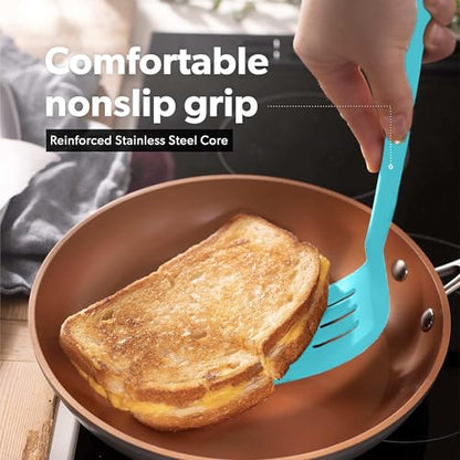 DI ORO Silicone Turner Spatula Set - 600F Heat Resistant, 4-Pc Teal - color: Teal