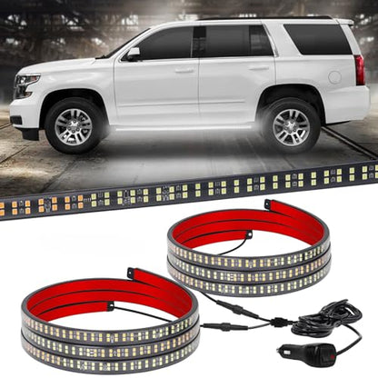 XRIDONSEN 2PCS 60 inch Running Board Strobe Lights White Emergency Lights - color: White