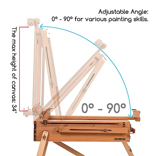 MEEDEN Portable French Sketchbox Art Easel: Foldable Standing Field Easel - color: Natrual