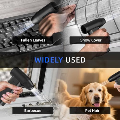 Electric Compressed Air Duster Vacuum Cleaner, LED Light 180000 RPM 5-Speed Handheld Mini Blower Storage Bag PC Cleaning Kit USB-C Rechargeable for Keyboard Home Outdoor Car BBQ Grill