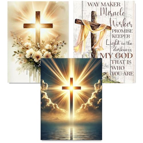 3 Pack Diamond Painting, Christ Cross Diamond Art Kits for Adults 12x16 In - color: G9241-G9242-G8799