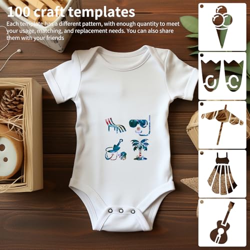 100 Pcs Small Stencils for Painting on Wood 2 x 2 Inches(Summer) - color: Summer