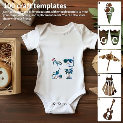 100 Pcs Small Stencils for Painting on Wood 2 x 2 Inches(Summer) - color: Summer