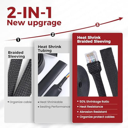 2:1 Ratio Heat Shrinkable Braided Wiring Sleeving 3/4" ID-30ft - size: 3/4inch-30ft, style: 30ft