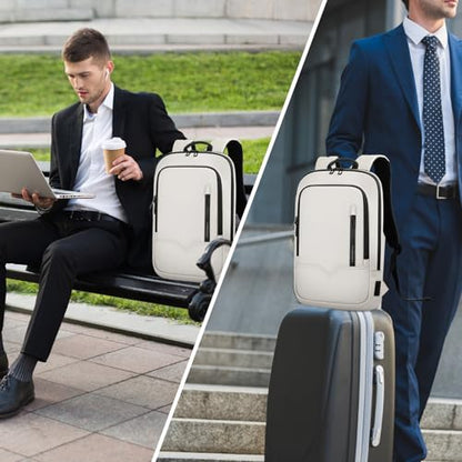 hk Backpack for Men Business Slim Laptop Bag - color: White, size: 17.3 Inch