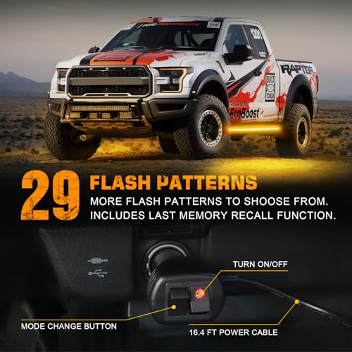 XRIDONSEN 2PCS 60 inch Running Board Strobe Lights Amber Warning Lights - color: Amber