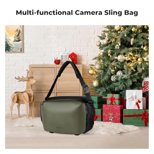 K&F CONCEPT Large Camera Sling Bag, Everyday Shoulder Bag - color: 12 Green Large