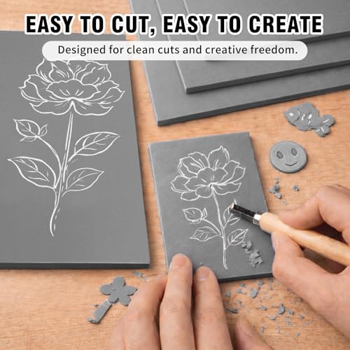8 Pcs 8x10 Soft Linoleum Carving Block, Linocut Block for Printmaking, Gray - color: Gray, size: 8'' x 10'' 8 Pack