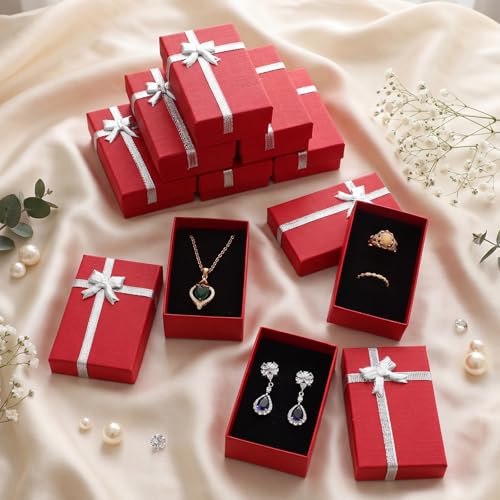 Landical 72 Pcs Small Jewelry Gift Boxes for Ring Necklace,Red - color: Red