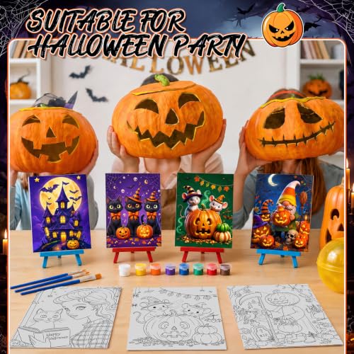 Blosssound 24 Set Halloween Pre Drawn Canvas 5x7'' with Easel - style: Cute Halloween