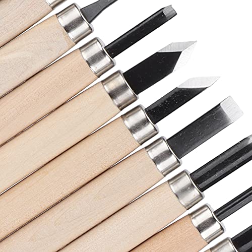 12Pcs Wood Carving Tools, Steel Wood Carving Knife Set, Whittling Knife with Plastic Storage Box, Versatile Whittling Kit for Beginners Carving Rubber, Linoleum Blocks